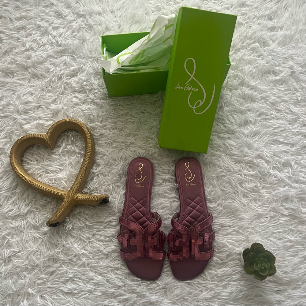 Sam Edelman Burgundy Slide Sandals